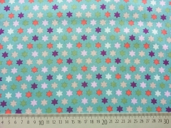 Baumwollstoff Sterne, bunt auf mint