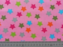 Baumwollstoff bunte Sterne 2,2 cm auf rosa Maddox Swafing