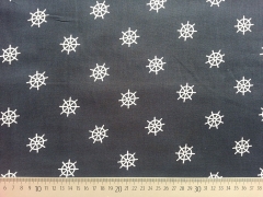 Baumwollstoff Steuerrad - wei� auf dunkelblau