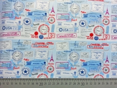 RESTST�CK 32 CM Stenzo Baumwolle USA & Canada Motivdruck, wei�/blau