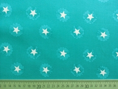 BW Sterne & Wolken im Stempeldruck, petrol