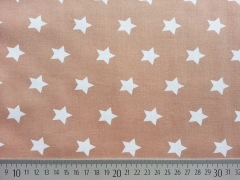 Baumwollstoff Sterne 2 cm, weiss auf beige