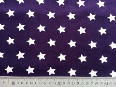 Baumwollstoff Sterne 2 cm, weiss auf lila