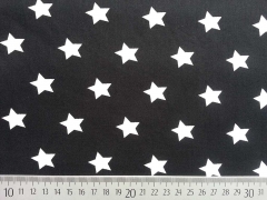 Baumwollstoff Sterne 2 cm, weiss auf schwarz