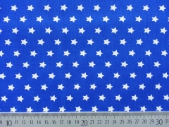 Baumwollstoff Sterne 1 cm, weiss auf royalblau