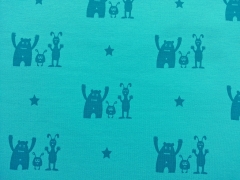 RESTST�CK 30 cm Sweatstoff Farbenmix Best Buddy , t�rkis petrol