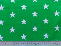Baumwollstoff gro�e wei�e Sterne Big Star, grasgr�n