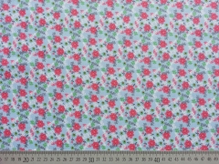 Baumwollstoff Blumen & Zweige, pink hellblau