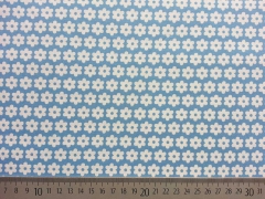 Baumwollstoff Bl�mchen, wei� auf stahlblau