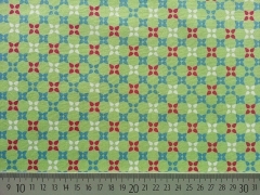 Baumwolle Kreuzblumen, pink, hellblau und wei� auf hellgr�n