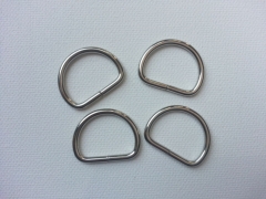 4 D-Ring Metall silberfarben, 20 mm