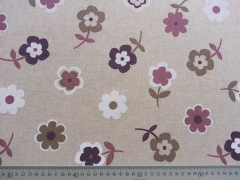 Dekostoff Blumen - altrosa/wei�/braun auf natur