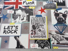 Dekostoff Rockband/Lets Rock-weiss/bunt