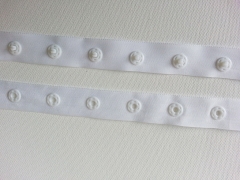 Druckerband-Druckknopfband Abstand 2,5 cm, weiss