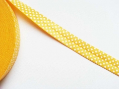 elastisches Falzband, Punkte, weiss auf gelb
