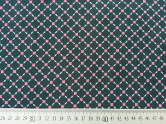 Feincord Gittermuster Rauten, pink auf dunkelgr�n