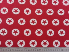 French Terry Stern im Kreis 3,2cm - weiss/rot