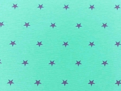 Glattes B�ndchen lila Sterne auf mint