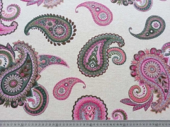 Gobelin Doubleface Paisley - pink auf natur