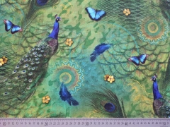 Digitalprint Half Panama Pfau & Schmetterlinge