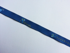 Webband Handmade - Blattwerk, mittelblau