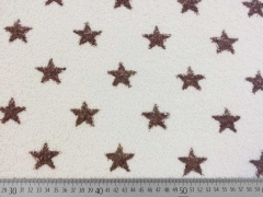 Frottee Stoff braune Sterne auf creme