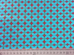 Popelin Herzchen & Rauten, pink auf t�rkis