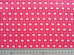 Baumwollstoff rosa Herzen, rot