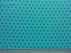 Jersey Sterne 1 cm - dunkelgrau auf aqua