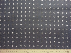 Stretchjeansstoff wei�e Anker, dunkelblau