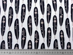 Restst�ck 49cm Jersey Federn, schwarz auf weiss