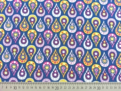 RESTST�CK 80 CM Jersey Paisley bunt auf blau