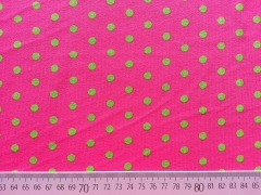 Jersey hellgr�ne Punkte 0,7cm auf Pink
