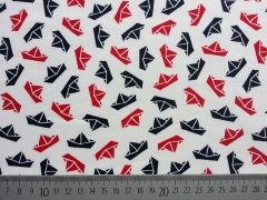 Jersey Papierschiffchen navy/rot auf wei�