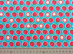 RESTST�CK 36 cm Jersey Erdbeeren Hamburger Liebe Yummy Strawberry, t�rkis