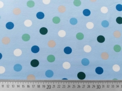 Jersey bunte Punkte 1,5 cm - hellblau