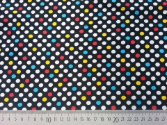 Jersey bunte Punkte  0,7cm auf schwarz