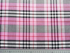 Viskose Stoff Blusenstoff kariert, rosa schwarz weiss