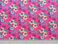 Baumwollstoff Hibiskusbl�ten Hamburger Liebe, pink