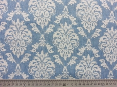 RESTST�CK 82 CM Leichter Jeansstoff wei�e Ornamente - hellblau
