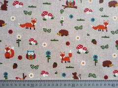 Leinenlook Fuchs, Igel & Freunde, natur