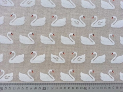 Leinenlook Schw�ne,weiss auf natur