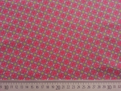 Baumwolle Ornament-Bl�mchen, rot auf grau