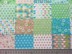 Baumwolle Patchwork Look -Mustermix- hellgr�n,t�rkis,braun