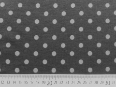 Jersey Punkte 0,8 cm - hellgrau auf kohlegrau