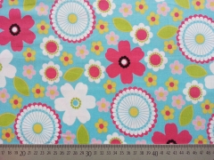 Feincord Blumen Robert Kaufman, hellblau