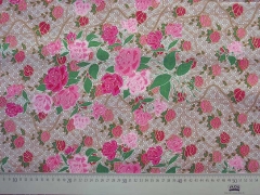 Baumwolle Rosen & Ranken, pink beige