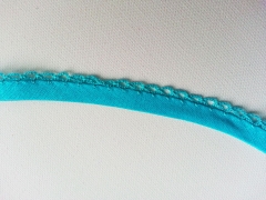 Schr�gband H�kelkante, 14 mm, t�rkis