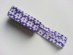 Schr�gband Blumen als 2m-St�ck, lila-weiss