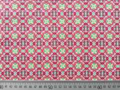 Baumwolle Spark of Happiness Zaza Blumenbord�ren, rot/gr�n